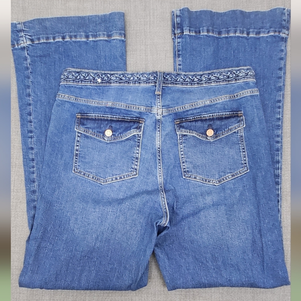 GAP 70s Flare High Rise Cotton Blend Denim Light Wash Jeans. 33/ 16 Tall - Picture 4 of 14